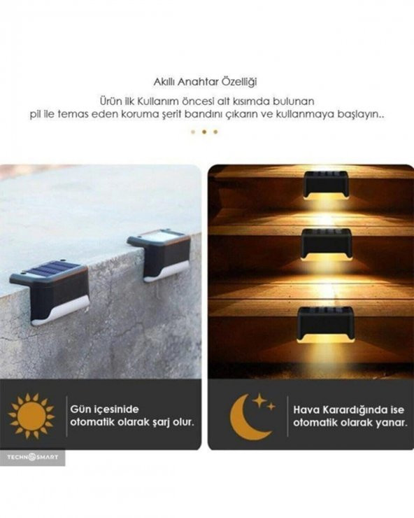 16 Adet Köşebent Merdiven Veranda Solar Güneş Enerjili Bahçe Led Lamba Dekor Çok Al Az Öde - 7