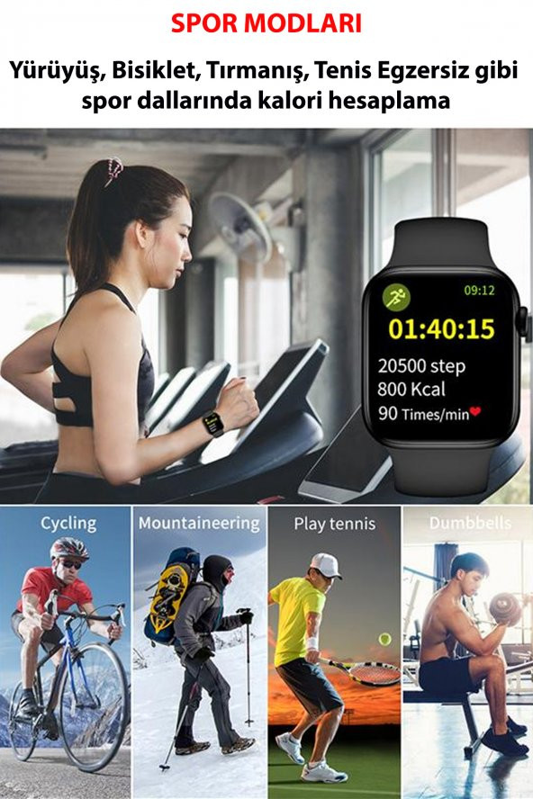 TECHNOMEN T500 Akıllı Saat Türkçe Menülü Nabız&tansiyon Ölçer Arama Özellikli Ios&anroid Çift Tuş - 3
