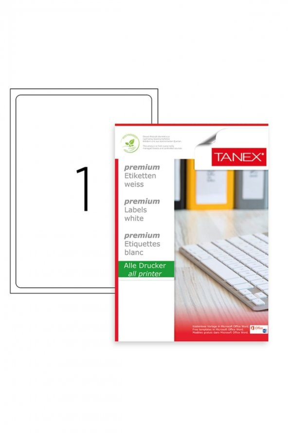 Tanex Tw-2001 Laser Etiket 199.6x289.1 Mm.kargo Etiketi 100 Syf/pk.