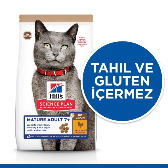 Hills SCIENCE PLAN +7 No Grain Olgun Yetişkin Tavuklu Kedi Maması 1.5 KG - 2