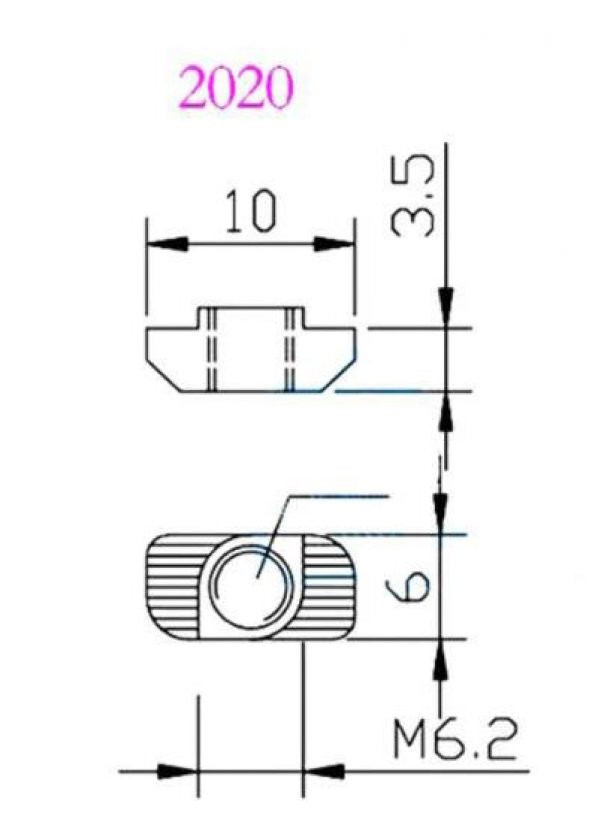 6 Kanal Sigma Profil Somun (M5 Tırtıklı Somun) - 3