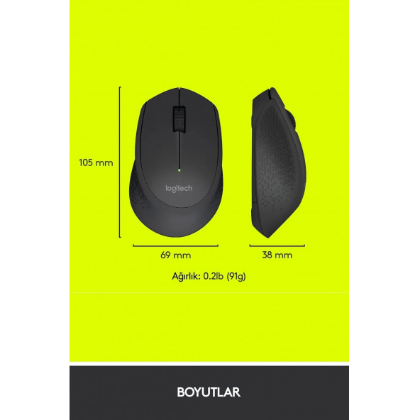 Logitech M280 Konforlu Kablosuz Optik Mouse Siyah - 4