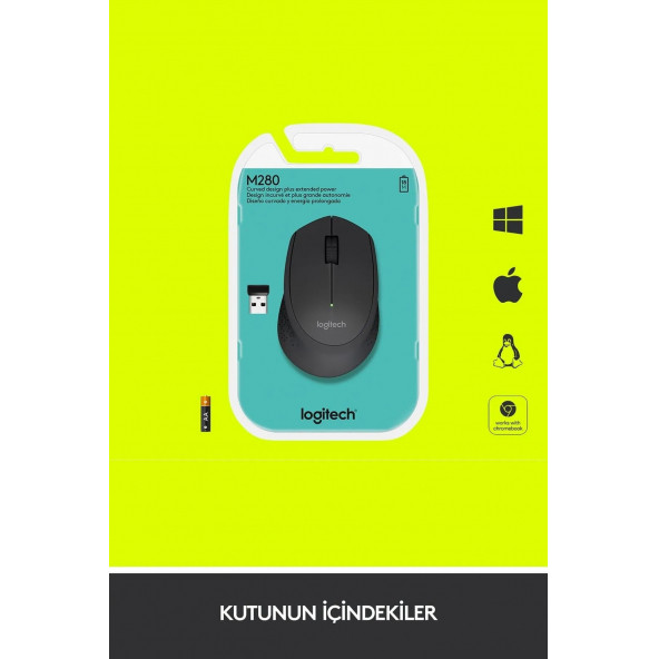 Logitech M280 Konforlu Kablosuz Optik Mouse Siyah - 5