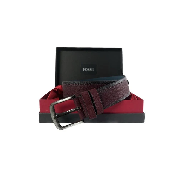 Fossil Bordo Suni Deri 4,5 cm Erkek Kemeri-115cm