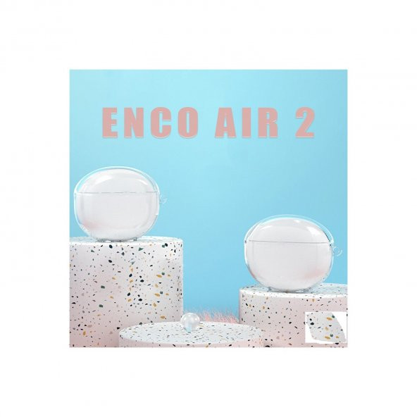 Oppo Enco Air 2 Uyumlu Kancalı Kulaklık Kılıf Şeffaf Silikon Transparan Kapak - 2