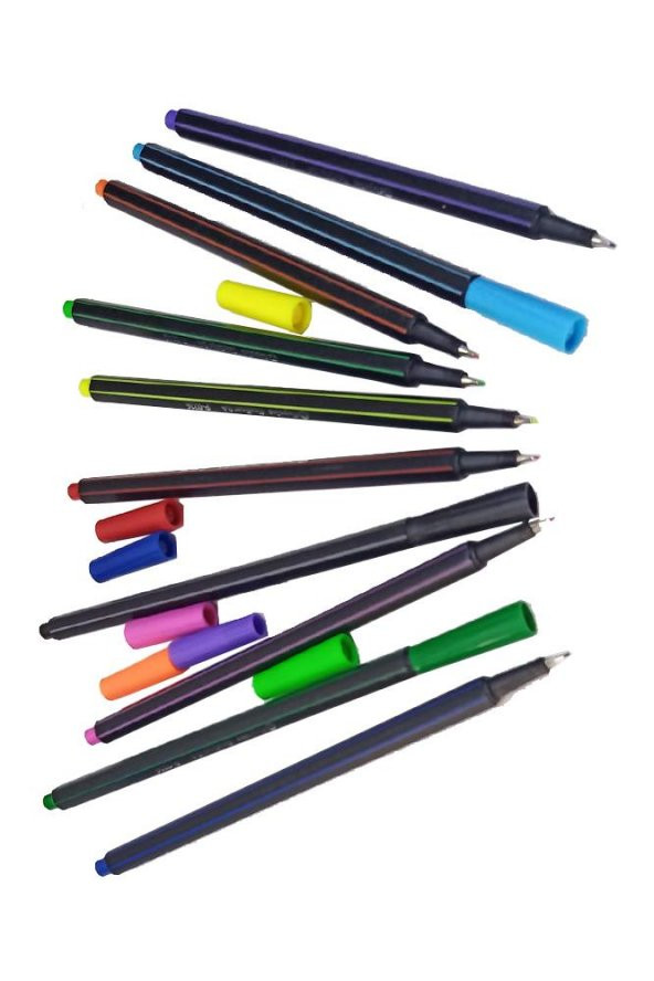 Fineliner 10 Lu İnce Uçlu Kalem 1 Paket 10 Renk 0.4 Mm Keçe Uçlu Kalem Renkli İşaretleme Yazı Kalemi - 3