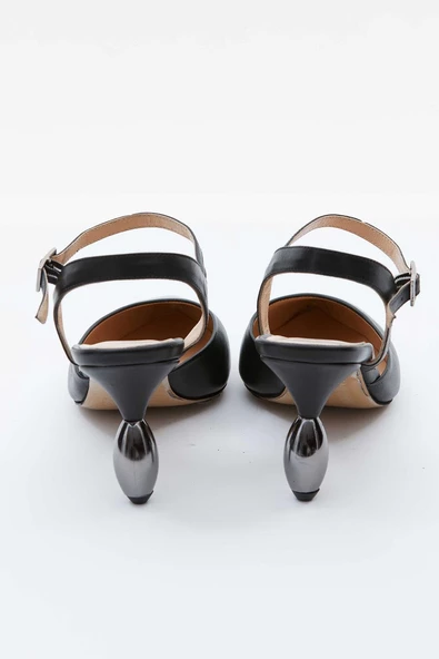 Kadın Hakiki Deri Kısa Topuklu Stiletto - 11