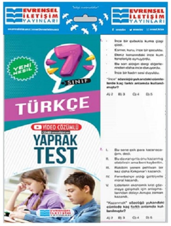 Evrensel İletişim 7. Sınıf Türkçe Yeni Nesil Yaprak Test 2023