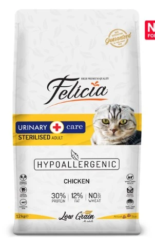 Felicia Sterilised Tavuklu Az Tahıllı Hypoallergenic Kedi Maması 12 Kg