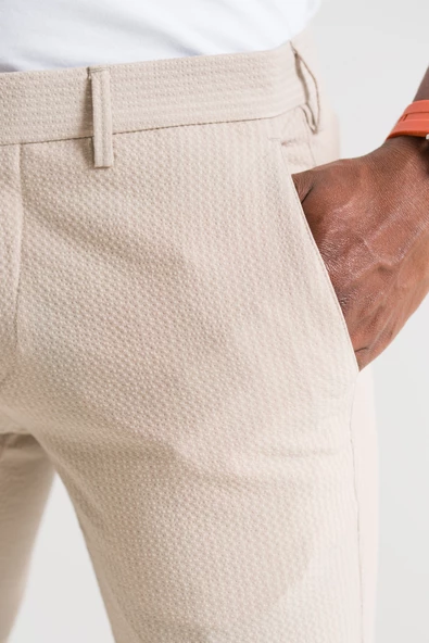 Ecer Slimfit Çizgili Yazlık İnce Gofre Kumaş Likralı Erkek Kumaş Pantolon - 6