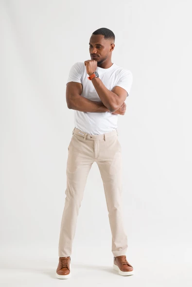 Ecer Slimfit Çizgili Yazlık İnce Gofre Kumaş Likralı Erkek Kumaş Pantolon - 2