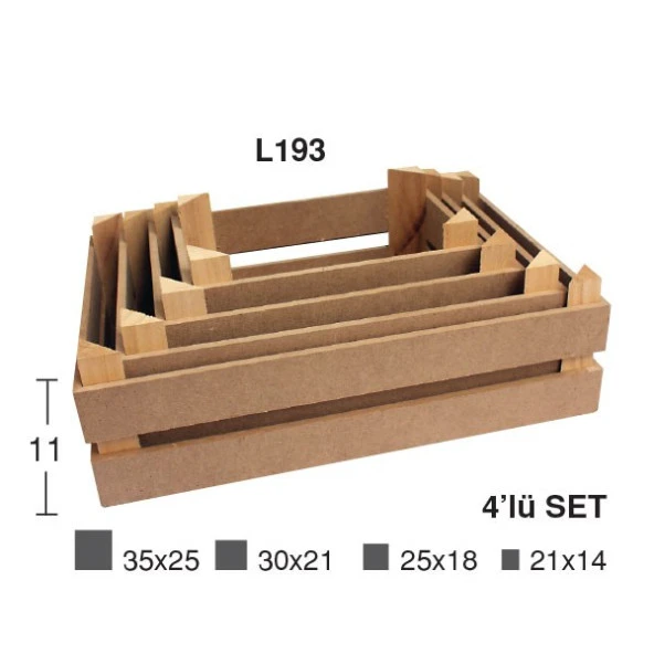 MDF Kasa 4 Boy Takım Boyanabilir Ahşap Obje