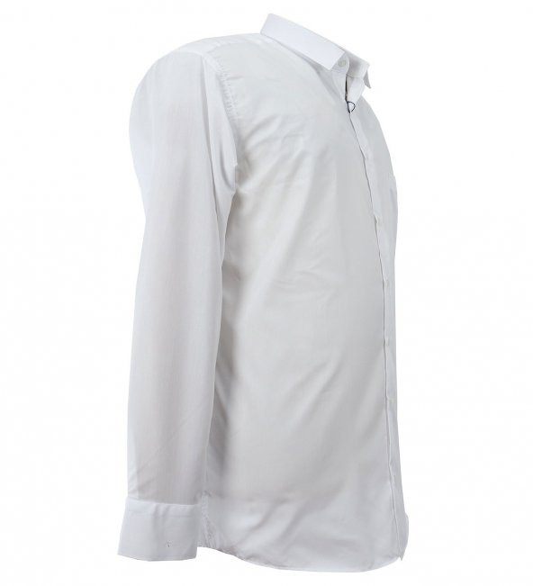 Erkek Büyük Beden Uzun Kol Klasik Gömlek Beyaz - 2