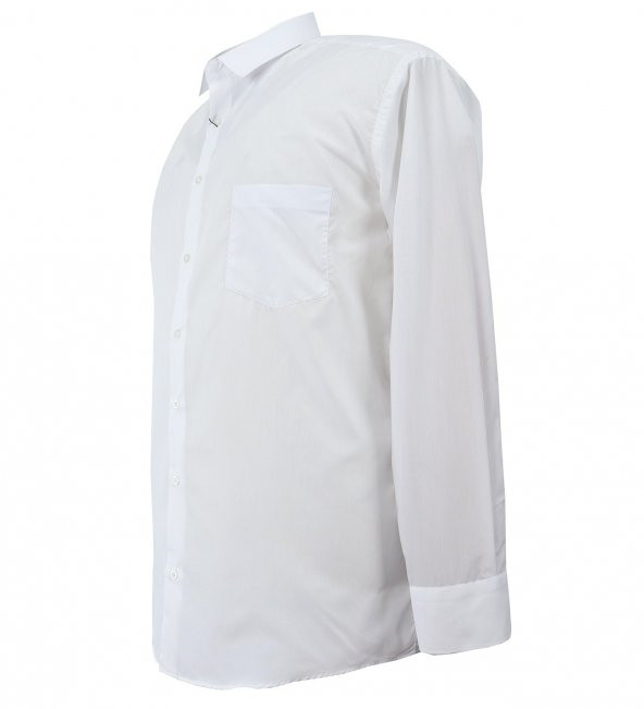 Erkek Büyük Beden Uzun Kol Klasik Gömlek Beyaz - 3