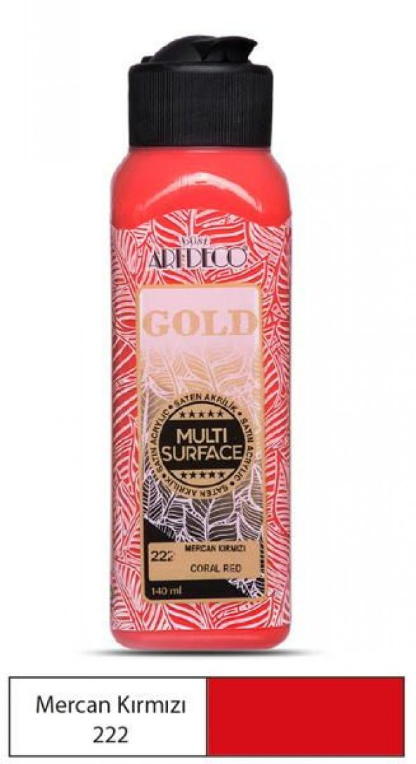 Artdeco Gold Multi Surface Akrilik Boya 140 ml. 224 ÇİLEK KIRMIZI