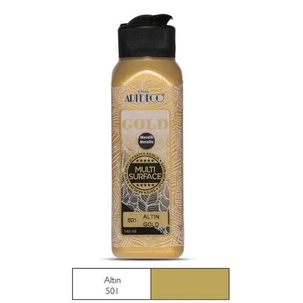 Artdeco Gold Multi Surface Akrilik Boya 140 ml.  501 METALİK ALTIN