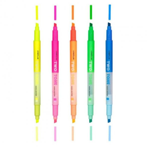 Lineplus Two Tone Fosforlu + Pastel İşaretleme Kalemi 5li Set