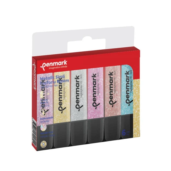 Penmark Fosforlu Kalem 6 Renk Set SİMLİ ürün görseli 1