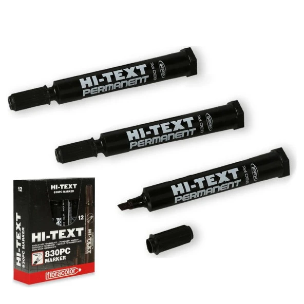 Hi-Text 830PC Kesik Uçlu Permanent Kalem 6 mm Siyah 12li Kutu ürün görseli