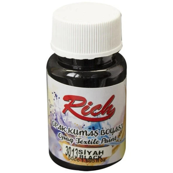 Rich Opak Kumaş Boyası 50 cc. 3013 SİYAH ürün görseli