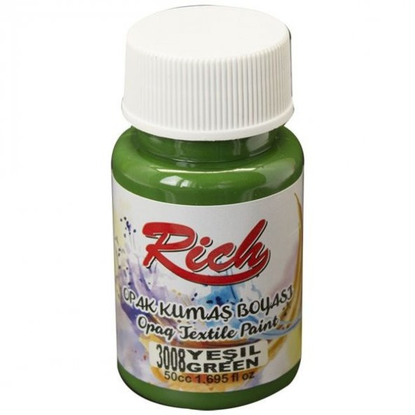 Rich Opak Kumaş Boyası 50 cc. 3008 YEŞİL