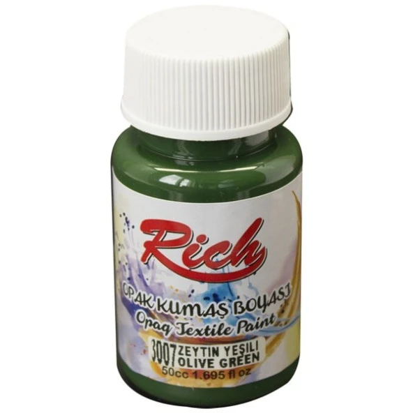 Rich Opak Kumaş Boyası 50 cc. 3007 ZEYTİN YEŞİLİ