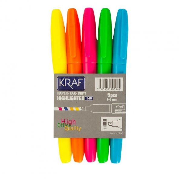 Kraf Fosforlu Kalem Tipi 5 Renk