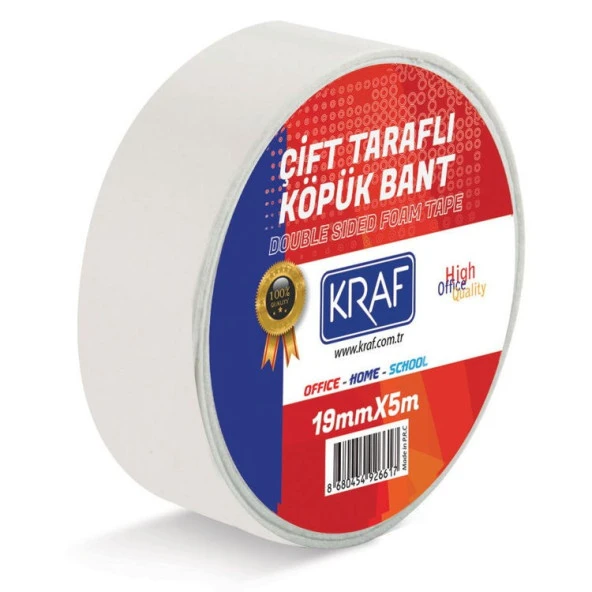 Kraf Çift Taraflı Köpük Bant 19 mm x 5 mt