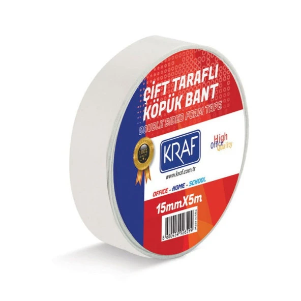 Kraf Çift Taraflı Köpük Bant 15 mm x 5 mt