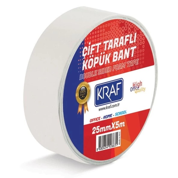 Kraf Çift Taraflı Köpük Bant 25 mm x 5 mt