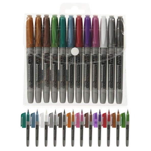 Kraf Permanent Marker Metalik 12 Renk