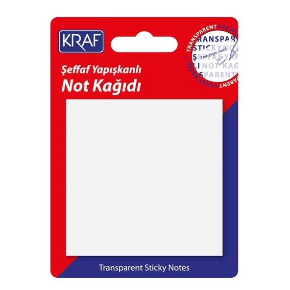 Kraf Yapışkanlı Şeffaf Not Kağıdı 76x76 mm 50 yp Transparan
