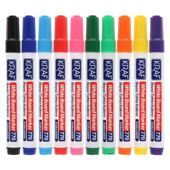 Kraf Doldurulabilir Beyaz Tahta Kalemi 10 Renk Set