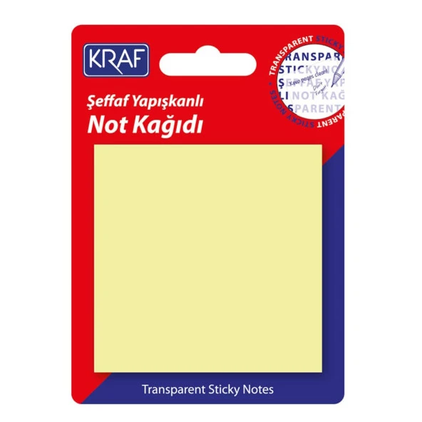 Kraf Yapışkanlı Şeffaf Not Kağıdı 76x76 mm 50 yp Transparan Sarı