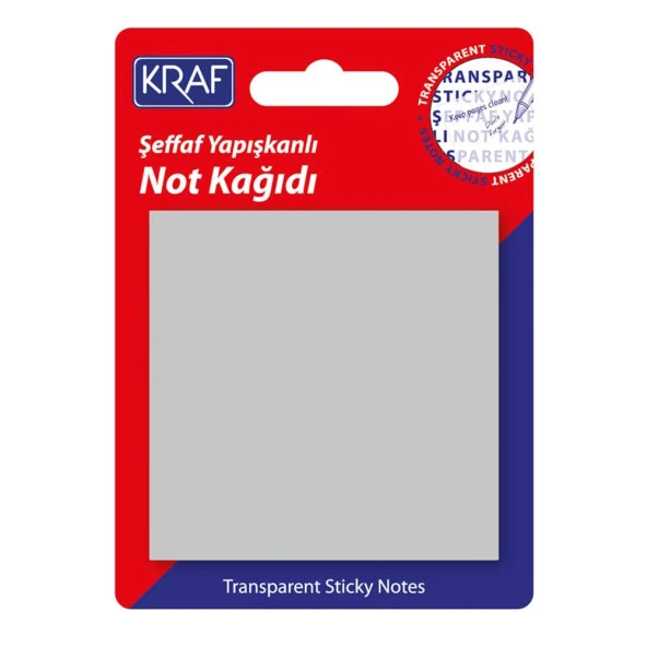 Kraf Yapışkanlı Şeffaf Not Kağıdı 76x76 mm 50 yp Transparan Gri