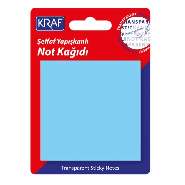 Kraf Yapışkanlı Şeffaf Not Kağıdı 76x76 mm 50 yp Transparan Mavi