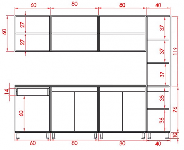 Visas Concept 260 Cm Gülden Hazır Mutfak Dolabı Aspiratör Modüllü Beyaz Ve Siyah(TEZGAH DAHİL) - 4