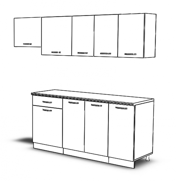 Visas Concept 240cm Güneş Hazır Mutfak Dolabı Hıgh-gloss Tezgah Dahil - 2