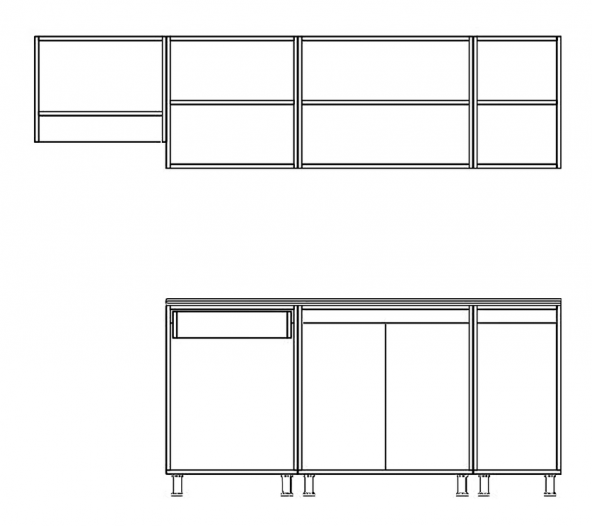 Visas Concept 240cm Güneş Hazır Mutfak Dolabı Hıgh-gloss Tezgah Dahil - 3