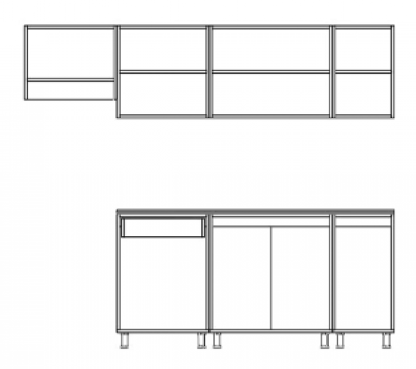 Visas Concept 240 Cm Sümbül Hazır Mutfak Dolabı Parlak Hıgh-Gloss Aspiratör Modüllü Mürdüm (Tezgah Dahil) - 2