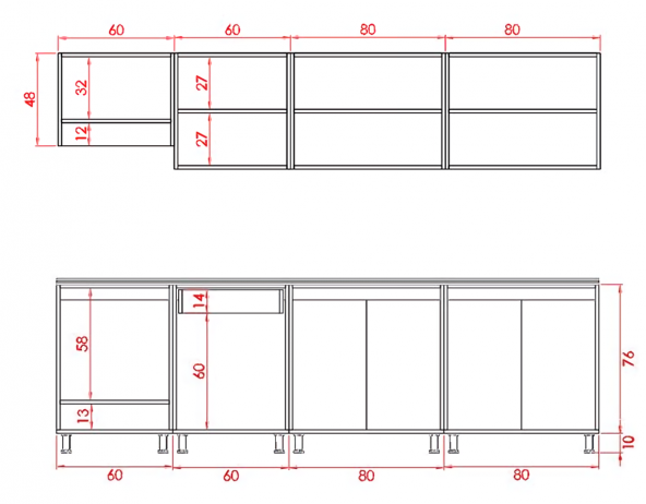 Visas Concept 280 Cm Menekşe Hazır Mutfak Dolabı Ankastre Ve Aspiratör Modüllü Beyaz Ve Antrasit  (Tezgah Dahil) - 4