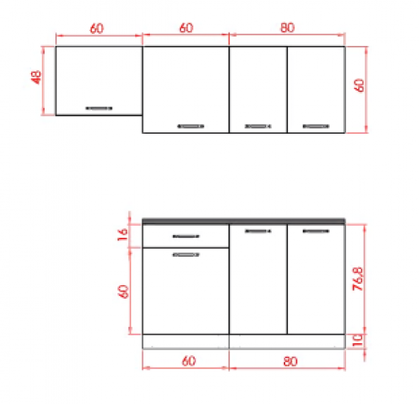 Visas Concept 200 Cm Pınar Hazır Mutfak Dolabı Beyaz Ve Antrasit (Tezgah Dahil) - 4