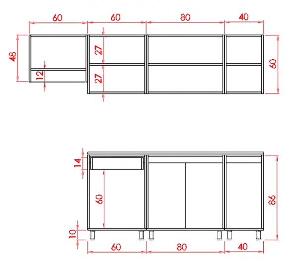 Visas Concept 240cm Güneş Hazır Mutfak Dolabı Hıgh-gloss Tezgah Dahil - 4
