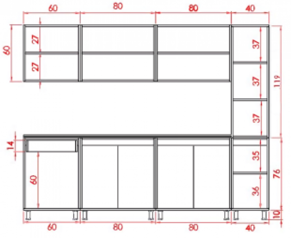 Visas Concept 260 Cm Manolya Hazır Mutfak Dolabı  Atlantik Çam  (Tezgah Dahil) - 4