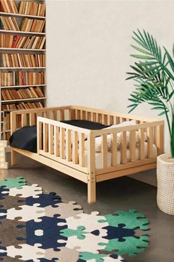 ÖZGÖK TARIM Doğal Ahşap Montessori Bebek Ve Çocuk Karyolası90x190