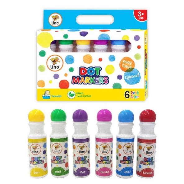 Lino Dot Markers 6 Renk Yıkanabilir