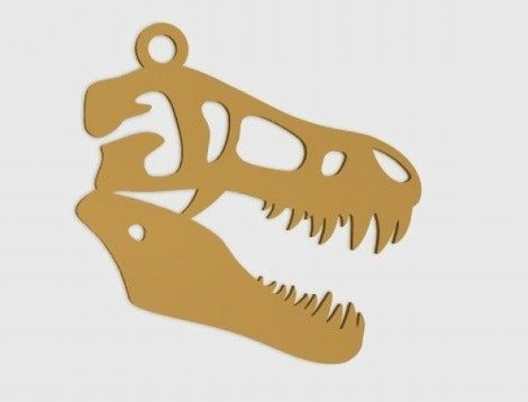 T-Rex Kafatası Organik Plastikten Dekoratif Anahtarlık Kolye