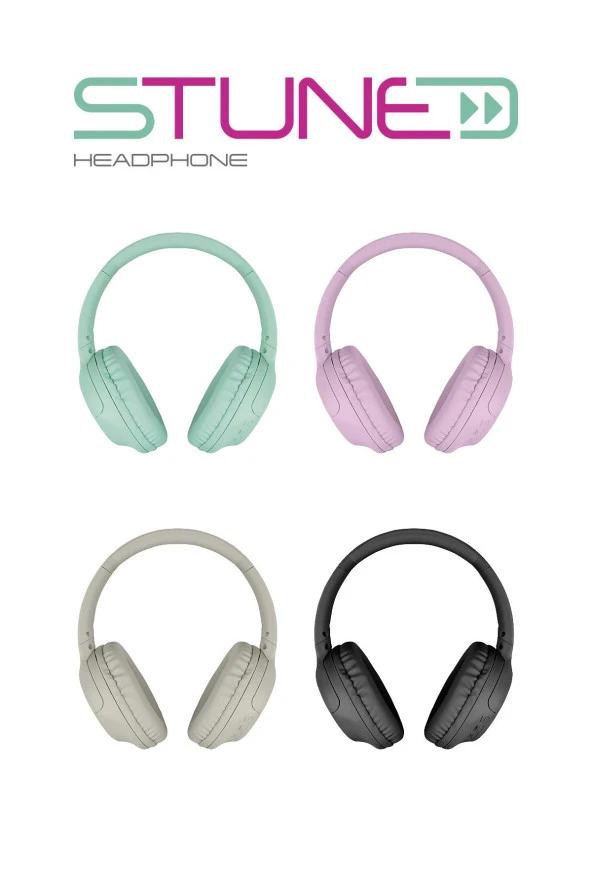 Powerway Stune Kulaküstü Turkuaz Bluetooth Kulaklık Hafıza Kartı 6D Sound 18 Saat Kullanım Süresi - 4