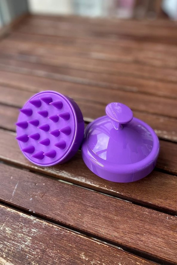 Yumuşak Silikon Dişli Tarak Saç Derisi Masaj Duş Fırçası Saç Bakımı lila renk - 3