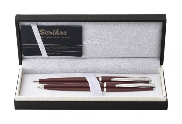 Scrikss Vintage 33 Tükenmez Kalem ve Mekanik Kurşun Kalem İkili Set Bordo